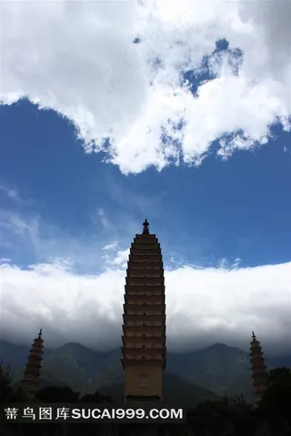 大理旅游三塔摄影素材