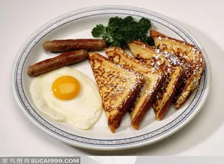 西方美食餐饮-特色西式快餐果酱面包香肠鸡蛋