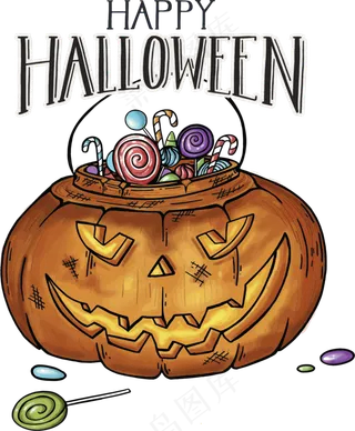 卡通万圣节节日南瓜糖果