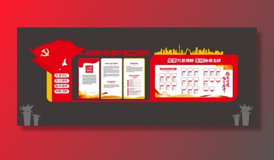党建党史文化墙源文件CDR平面效果图