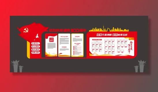 党建党史文化墙源文件CDR平面效果图