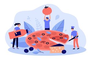 人物场景矢量插画/扁平风/蓝色