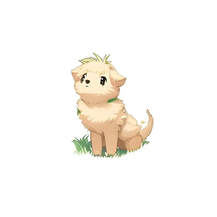 草地上的小狗免抠(2048x2048)