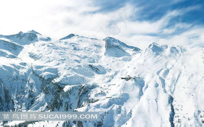 阿尔卑斯山雪山美景素材