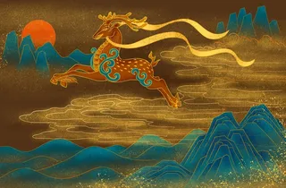 国潮烫金中国风仙鹤装饰画海报