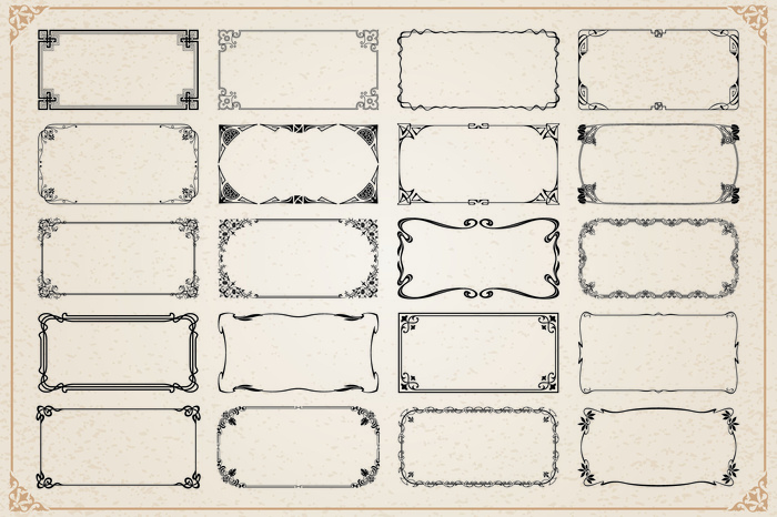 欧式复古线条边框花纹AI矢量LOGO角框花边分割线设计PSD卡片素材