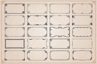欧式复古线条边框花纹AI矢量LOGO角框花边分割线设计PSD卡片素材
