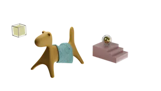 原创设计圣诞节礼物木质玩具小狗场景