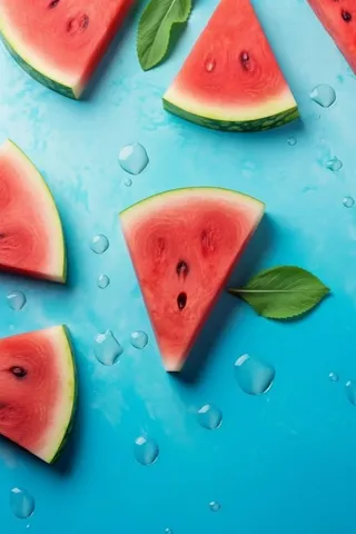 西瓜清新淡蓝色薄荷背景