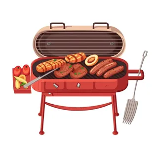 卡通烤肉烧烤架美食免抠