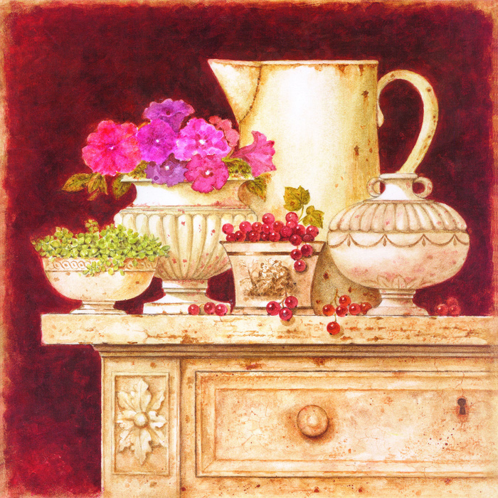 唯美瓶子花卉艺术插画