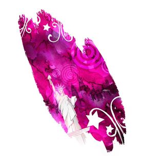 洋红色简约风唯美梦幻名片海报鲜花插图插画背景图片素材