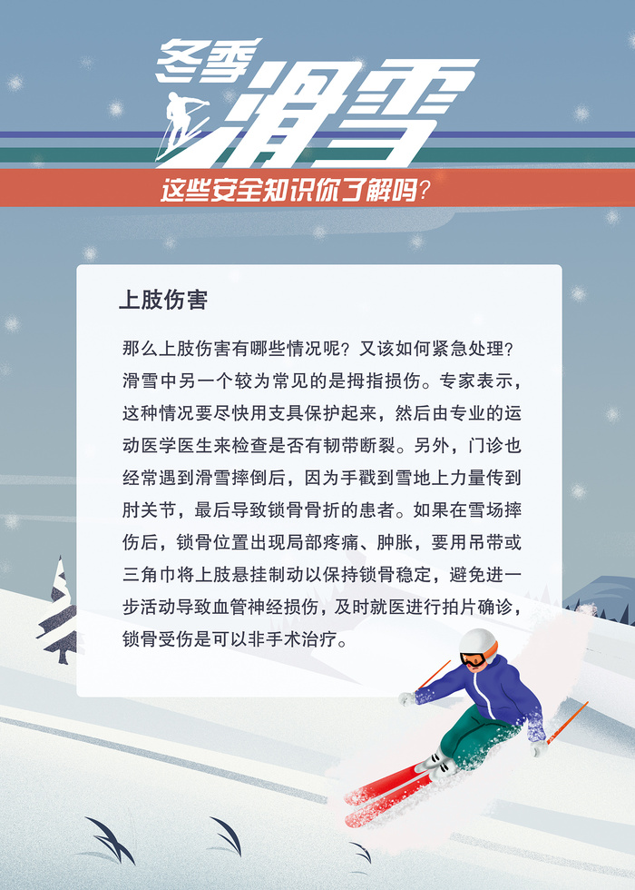 蓝色冬季滑雪的安全知识海报psd模版下载