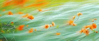 橙色鲜花意境流水渐变朦胧背景