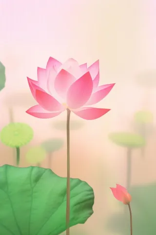简约清新粉色荷花背景