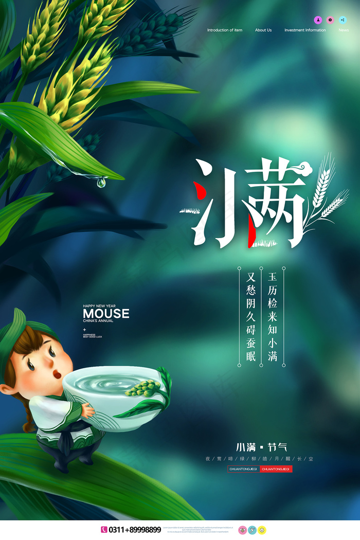 清新二十四节气小满节日海报