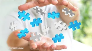 漂浮在手掌指尖的地球拼图素材