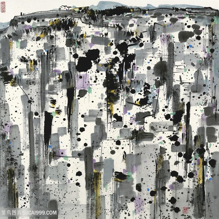 吴冠中水墨建筑乡镇美景装饰画