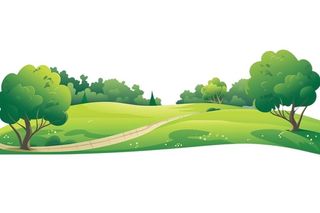 春夏大自然绿色草丛树山免抠