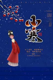 中国传统冬天小寒祝福24二十四节气节日宣传活动海报