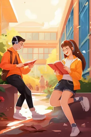 学习交流学生卡通背景