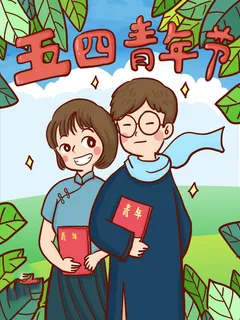 54青年海报54青年插画海报