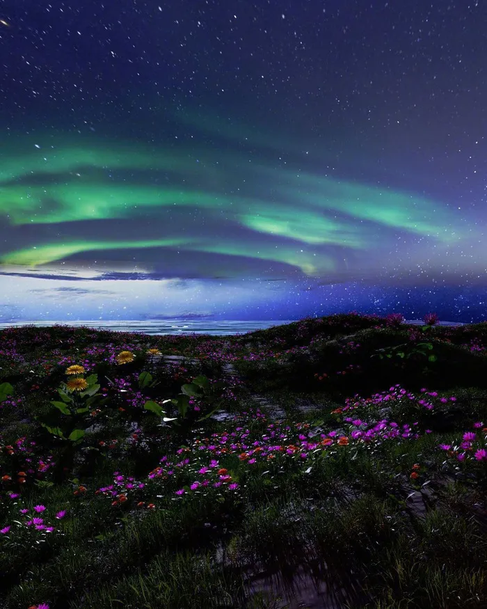 绿色极光壁纸图片