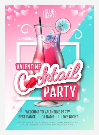 鸡尾酒设计海报矢量图