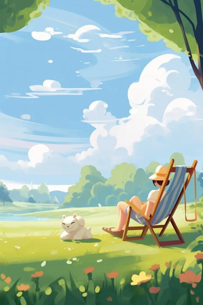 清新阳光草坪露营玩耍海报背景