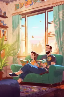 父女温馨看书背景