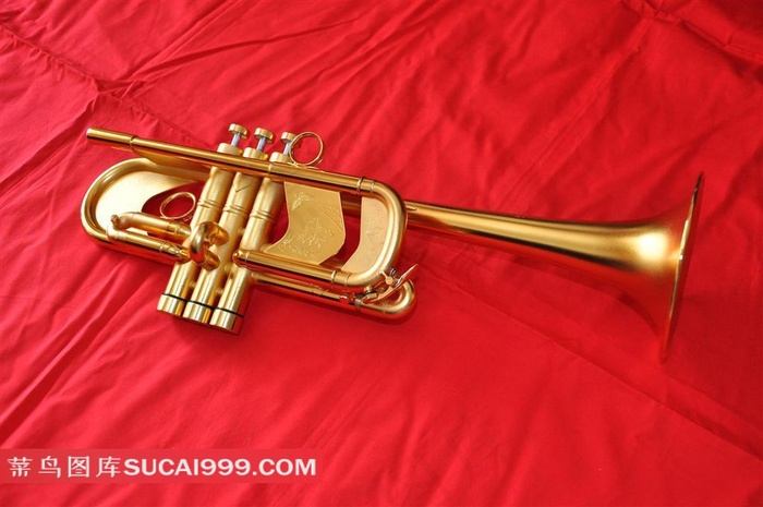 红布上的小号乐器素材
