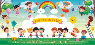 卡通儿童绿色背景