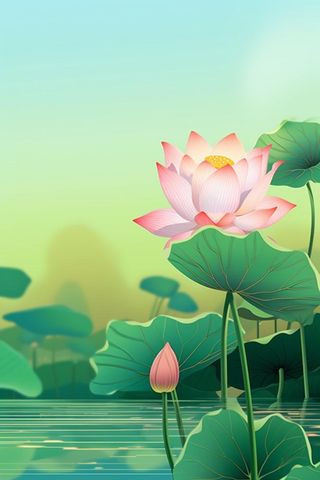 中国风清新绿色荷花荷叶背景