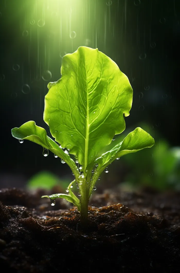 春天雨水洒在嫩绿的菜叶上摄影图(2688x4080)