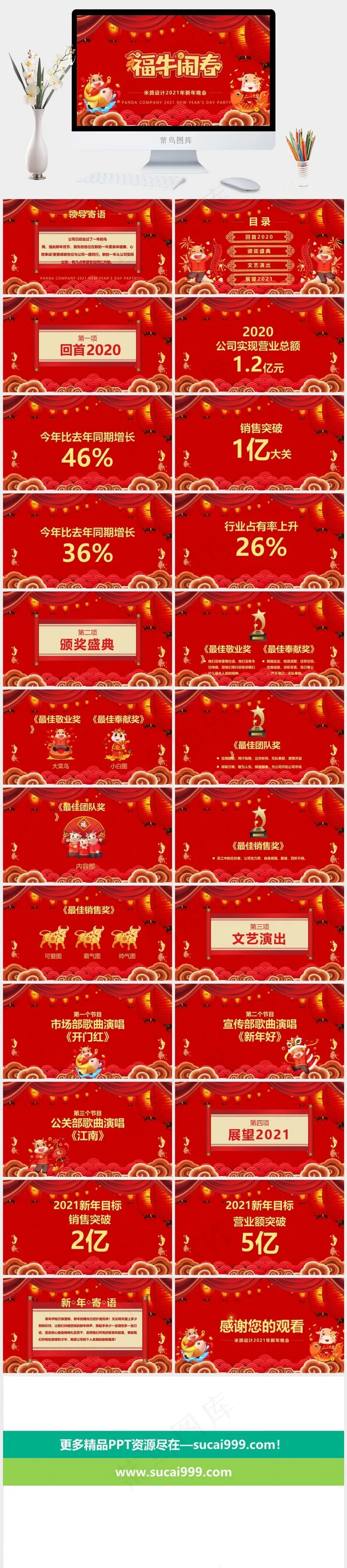 红色中国风卡通风营销PPT模板