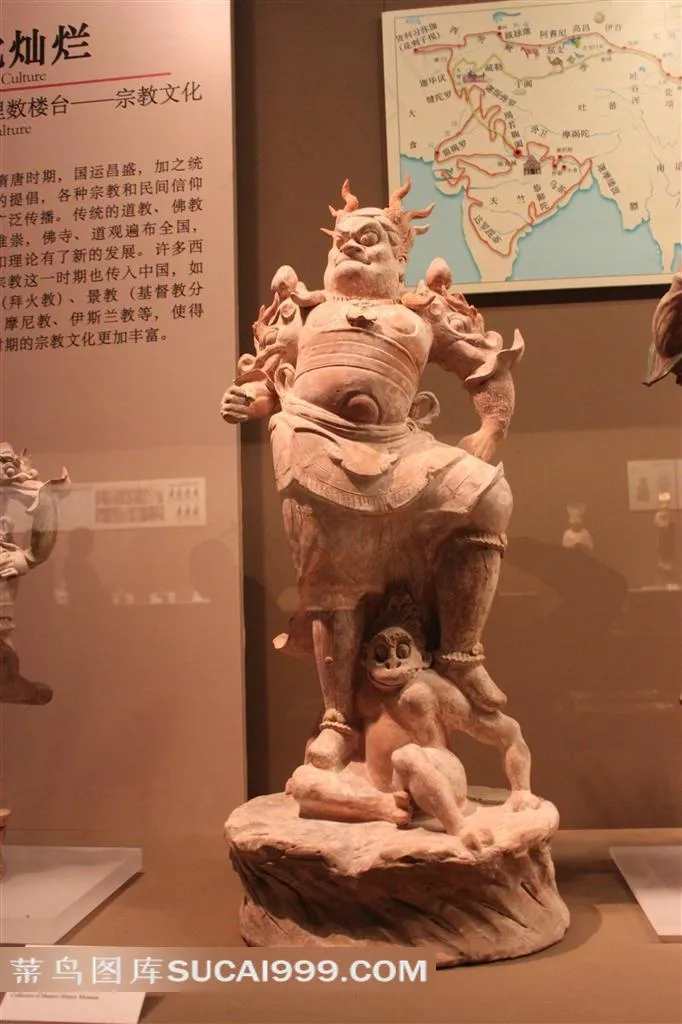 中国文物唐代彩绘天王俑