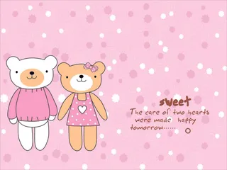 粉色两只熊背景