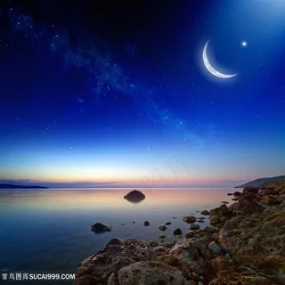 月亮夜空星空景色风景图片