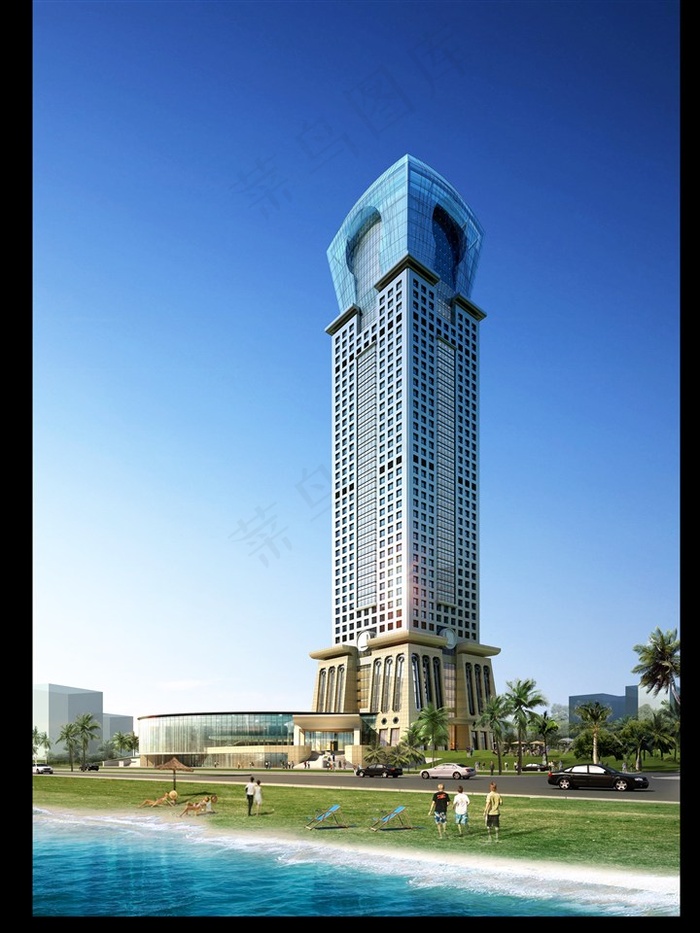 城市大厦建筑效果图分层图