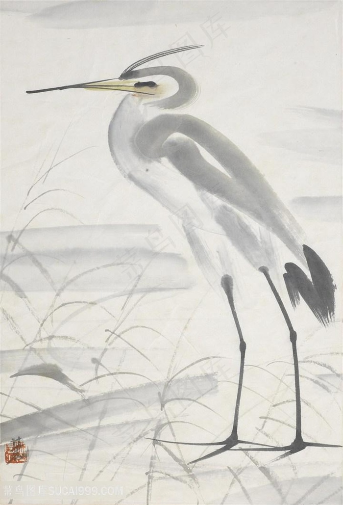 林风眠手绘仙鹤中式装饰画
