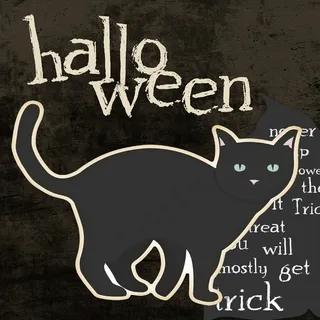 万圣节黑板画黑猫图片 万圣节黑板画黑猫图片