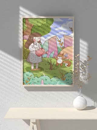 绿色创意公益植树节卡通312保护环境宣传插画