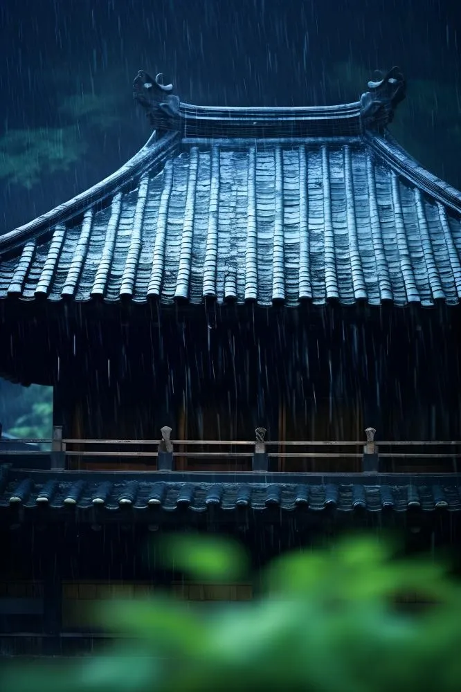 雨水国风建筑背景(2400x3600)