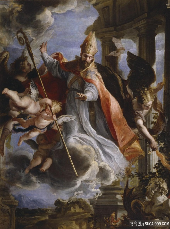 国王罗马柱风景画油画