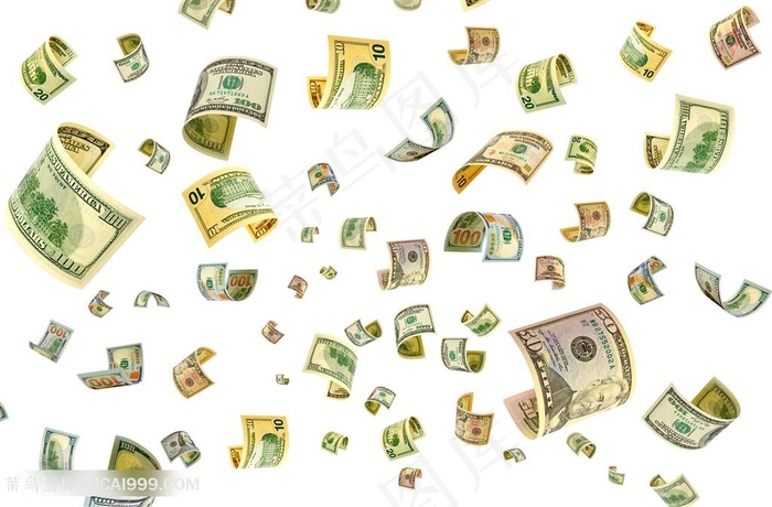 满天飞舞的美元钞票