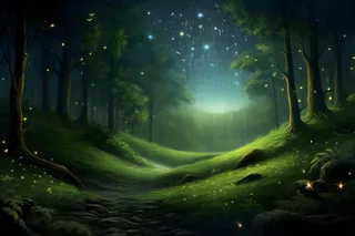 夜晚森林萤火虫树林背景