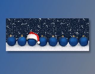 蓝色圣诞球banner背景图片