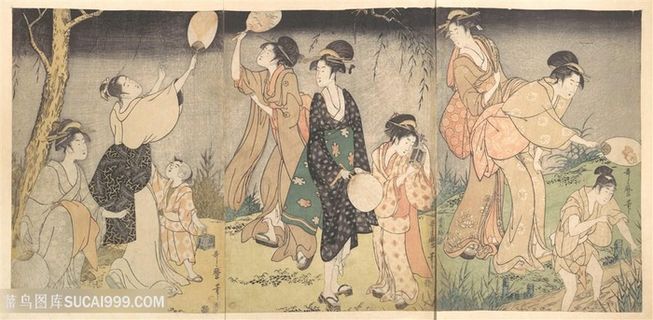 喜多川歌磨唯美美女艺术插画