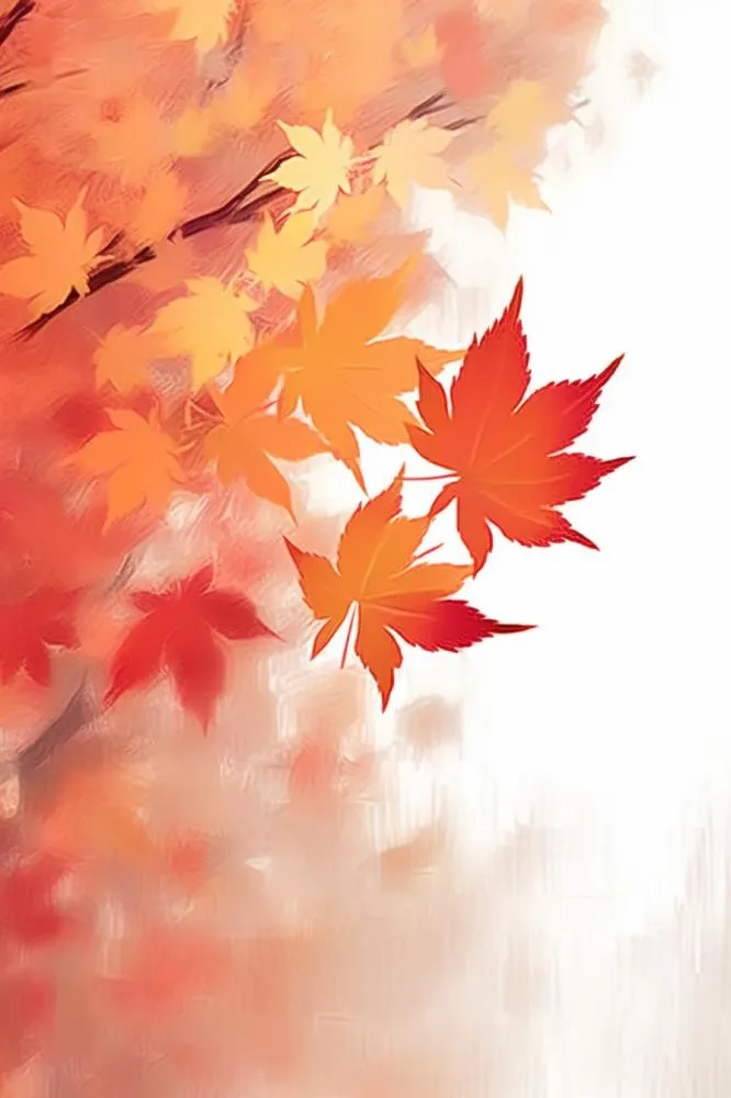 秋叶橙红色意境大气背景(896x1344)