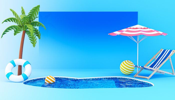 C4D夏日清凉泳池场景